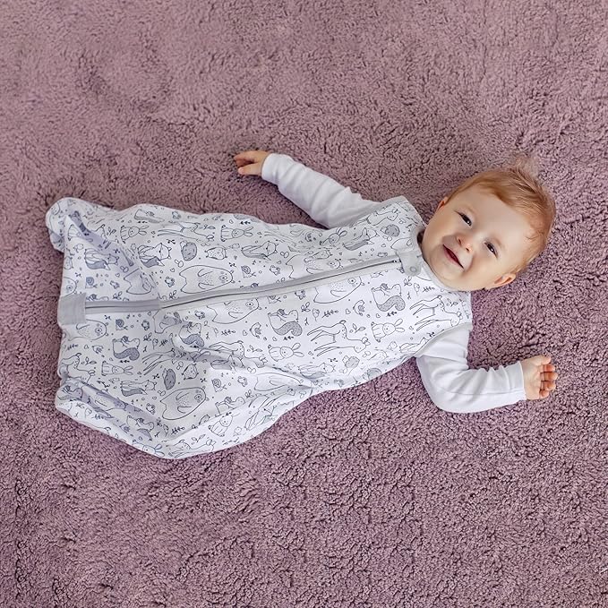 Baby Sleep Sack 1.0 TOG, Organic Cotton Baby Wearable Blanket with Two-Way Zipper, Swaddle Transition Baby Sleeping Bag, All-Season Sleep Sack for Newborn Infant Toddler Boy Girl, 0-6 Months, 1-Pack