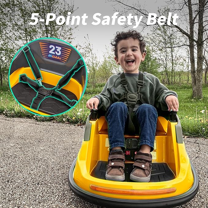 Baby Bumper Car, 6V Electric Kids Bumper Car for Toddlers with Remote Control, Bluetooth - Yellow