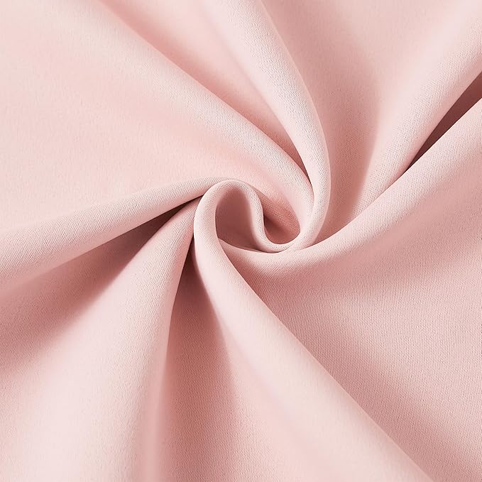 KEQIAOSUOCAI Pinch Pleated Pink Blackout Curtains Short 2 Panels Set 45 Inch Length for Small Windows, Sound & Light Reducing Room Darkening Drape for Bathroom Bedroom(Baby Pink, 2 Panels, W40 x L45)