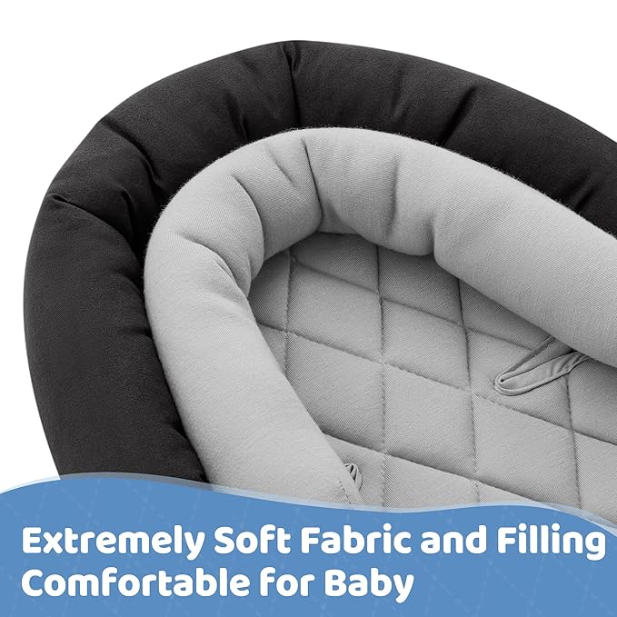 Pro Goleem Car Seat Head Support Infant, Soft Infant Car Seat Insert, 2 in 1 Carseat Head Support for Newborn, Perfect for Car Seat, Stroller, Swing, Bouncer, Gray and Black