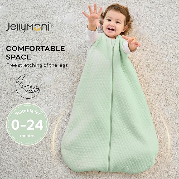 JELLYMONI Baby Sleep Sack TOG 2.5, 6-12 Months Winter Baby Wearable Blanket, 100% Cotton Infant Sleeping Sack 2-Way Zipper Warm Quilted Sleepsack