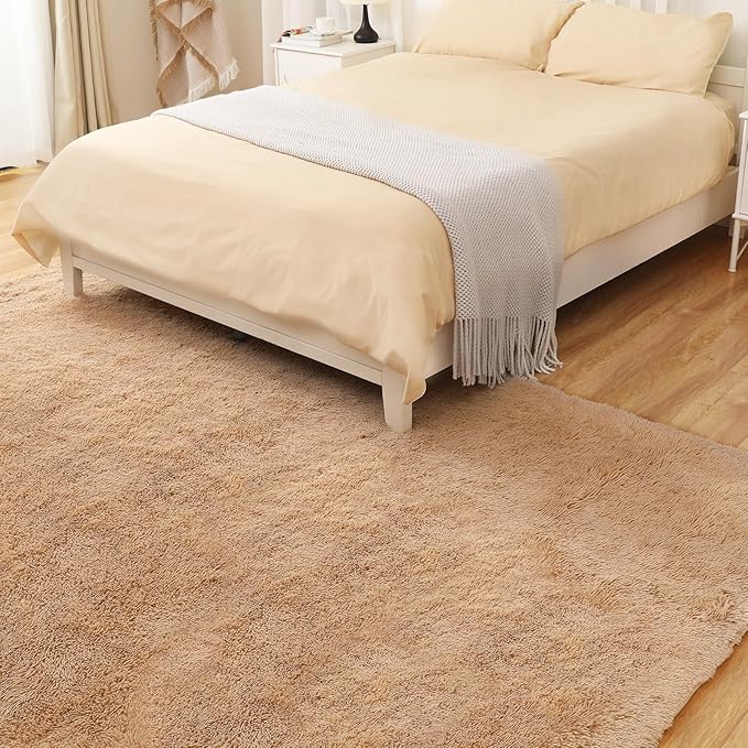 Luxury 4x6 Area Rug, Ultra Soft Rugs for Living Room, Plush Carpet Rugs for Bedroom, Non-Slip Indoor Rug for Nursery, Study Room, Playroom, Home Decor, Camel