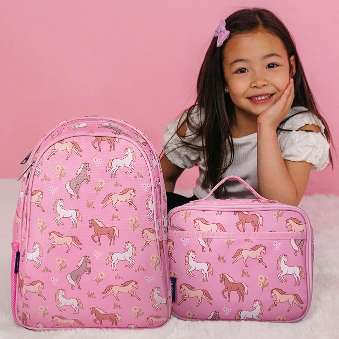Wildkin 15-inch Kids Backpack – Durable, Padded, Adjustable for School & Travel - Wild Horses