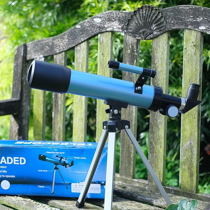 Telescope for Kids 50mm 100x Magnification Beginner Telescopio with Tripod, 2 Eyepieces & Finder Scope, STEM Educational Gift for Boys & Girls Ages 6-12, Portable Kids Telescope for Astronomy