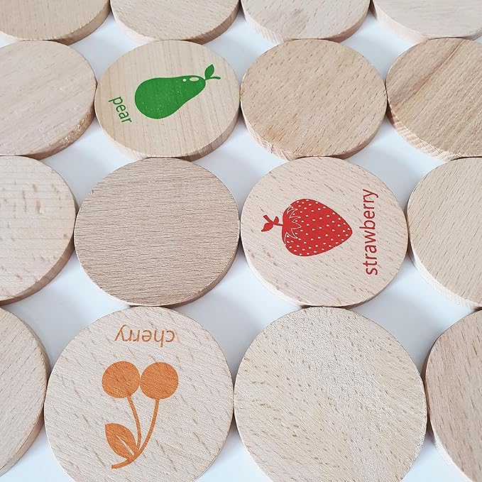 bee smart Wooden Memory Game - Matching Memory Game for Kids 3 and Up, 16Pcs | Educational Toy for Preschool Toddlers Board Games (Fruits)