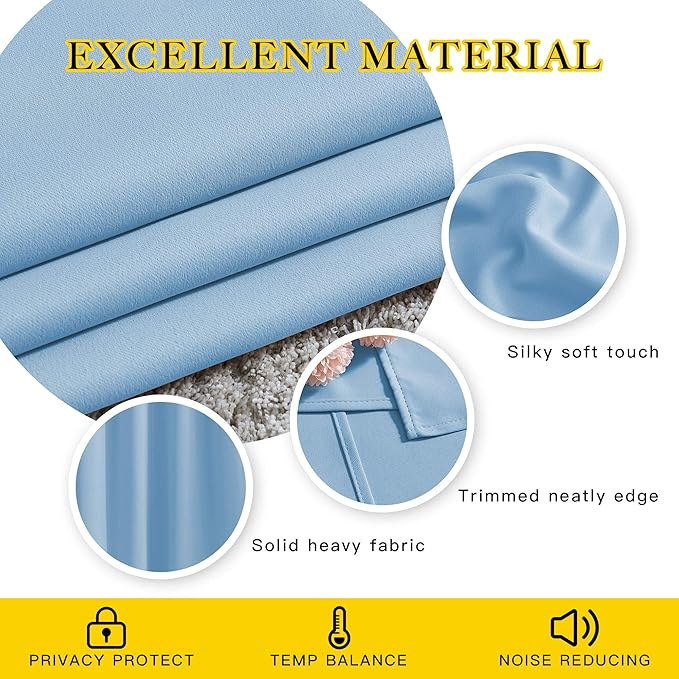 NICETOWN Blackout Room Divider Curtains 118 inches Long, Grommet Thermal Window Treatments Sound Reducing Drapes for Sliding Glass Door, Blue, W66 x L118, 2 Pieces