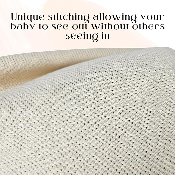 Peekaboo Knit Breathable Nursing Cover Up For Breastfeeding - Soft Organic Cotton & Cashmere Breast Feeding Covers For Women - Privacy Feature - Includes Mesh Laundry Bag (Beige)