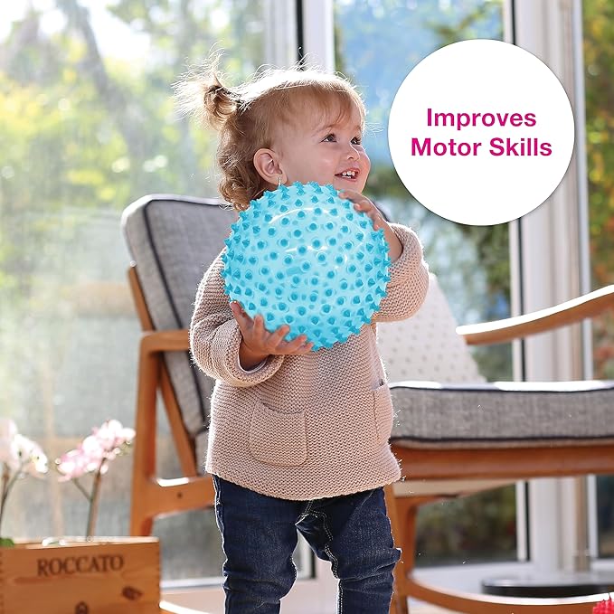 Edushape Sensory Ball for Baby - 7” Transparent Trendy Color Baby Ball that Helps Enhance Gross Motor Skills for Kids Aged 6 Months & Up - Pack of 1 Vibrant Colorful and Unique Textured Ball for Baby