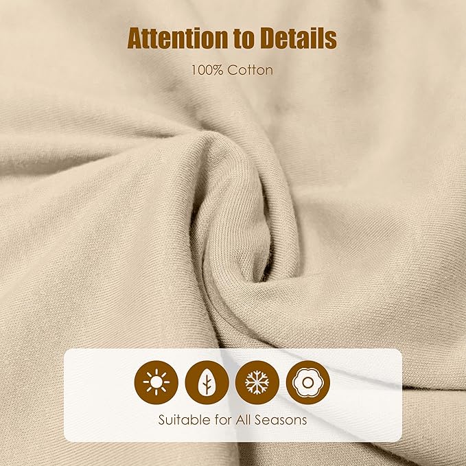 SWEET DOLPHIN Baby Sleep Sack 6-12 Months - 100% Cotton 2-Way Zipper TOG 0.5 Infant Wearable Blanket, Newborn Essentials Toddler 3 Pack Sleeping Sacks - Brown