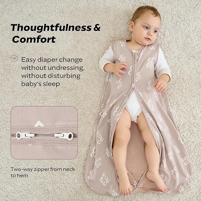 JELLYMONI Baby Sleep Sack 6-12 Months, 100% Cotton 3 Pack 0.5 TOG Baby Wearable Blanket Infant Sleep Sack with 2-Way Zipper Newborn Sleep Sacks