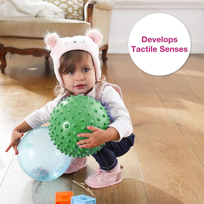 Edushape Original Sensory Ball - 7" Deflated Green Color Baby Ball Enhances Gross Motor Skills for Kids 6 Months & Up