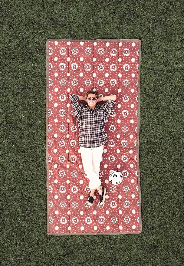 Little Unicorn 5'x10' XL Outdoor Family Picnic & Beach Blanket | Durable & Water-Resistant Fabric | Compact Fold & Easily Wipes Clean | Zipper Pocket (Sun Baked)